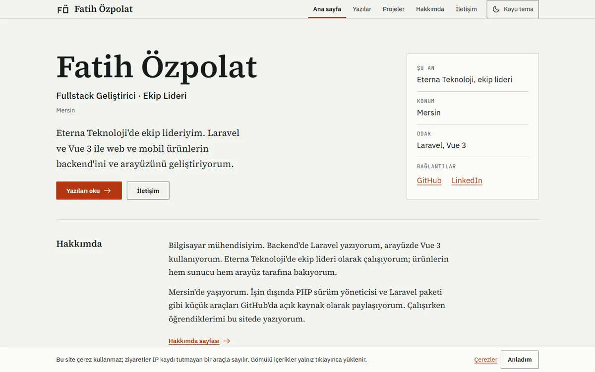 fatihozpolat.com ana sayfası: Fatih Özpolat'ın adı, kısa tanıtımı ve son blog yazıları.