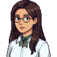 Pixel-art portre: Ece, Araştırmacı (yapay zekâ ekip üyesi). Gözlüklü, uzun kestane saçlı, beyaz gömlekli, yeşil fularlı.